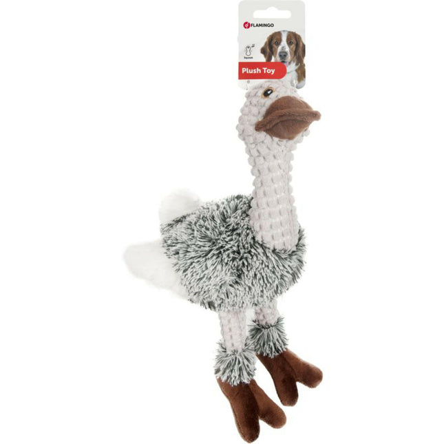 Flamingo Toy Plush Emu - soft, plush dog toy with a squeaker.