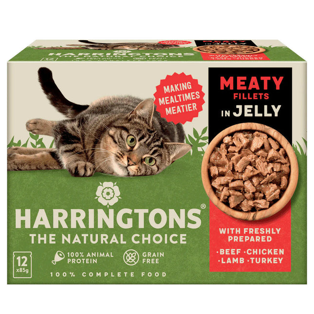 Harringtons Cat Meaty Fillets in Jelly - grain-free wet food for cats, meat fillets in jelly - PROMOTION due to best before date.