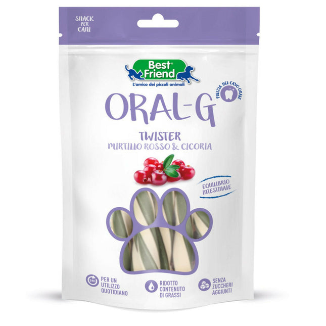 Best Friend Oral - G Twister - dog treats supporting teeth, kidneys, and intestines, with cranberry and chicory.