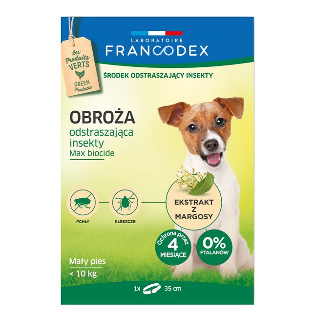 Francodex Repellent Collar - insect repellent collar for dogs and puppies under 10kg (35cm).