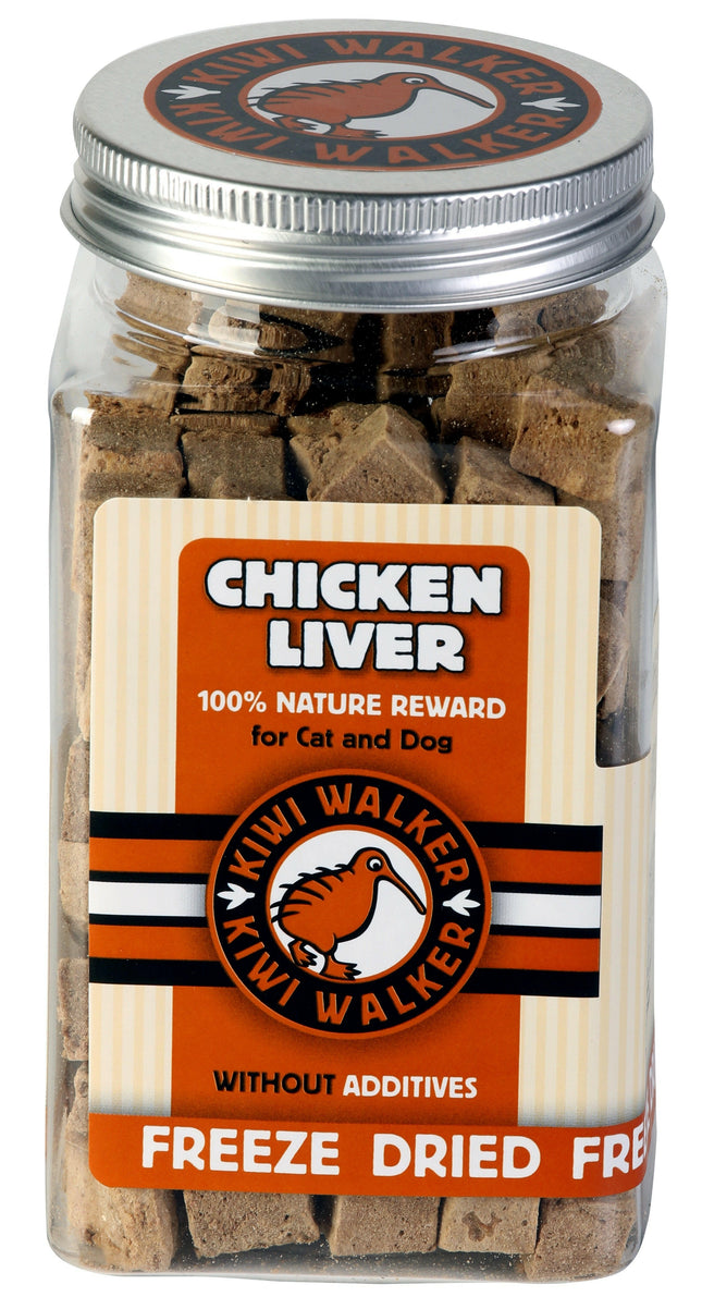 Kiwi Walker Snacks Chicken Liver - 100% chicken liver, freeze-dried, natural treats for dogs and cats.