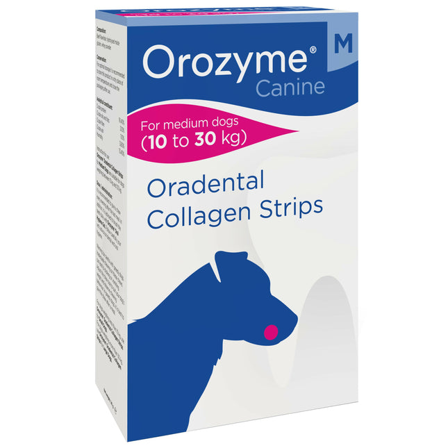 Orozyme Oradental Collagen Stripes - collagen dental chews for medium dogs.
