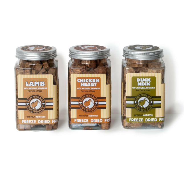 Kiwi Walker Snacks Duck Neck - 100% duck necks, freeze-dried, natural treats for dogs and cats.