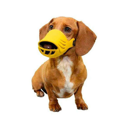 Artero Silicone Muzzle Cover - comfortable, adjustable, silicone muzzle for dogs, yellow.