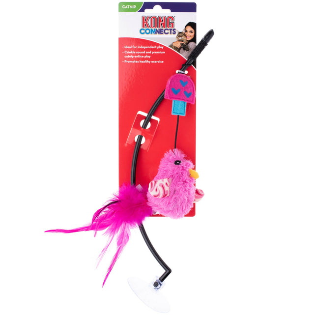 KONG Connects Window Teaser - cat wand with suction cup, feather bird.