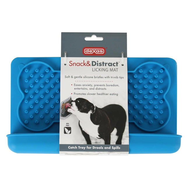 Dexas Snack & Distract - Silicone Licking Mat with Pocket, Horizontal.