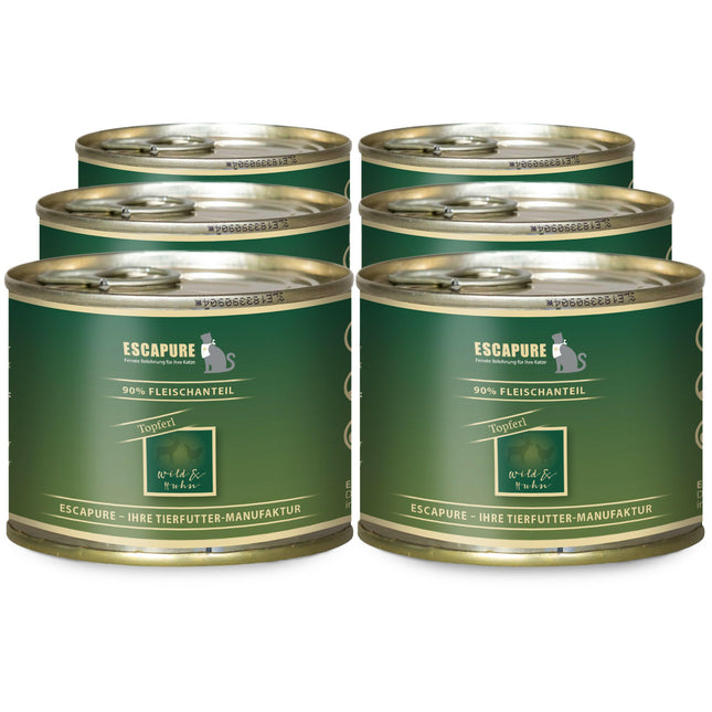 Escapure Topferl Wild with Chicken - Grain-free wet food for cats, stew with game and chicken.