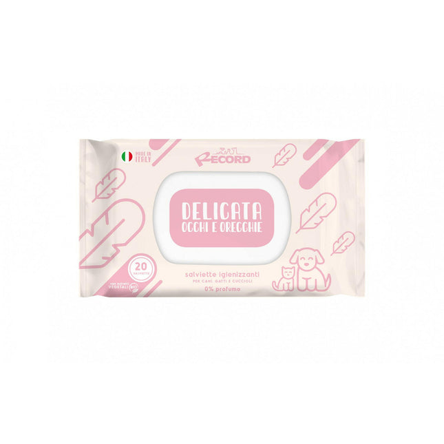 Record Delicate Wipes 20 pcs - gentle wipes for the eyes and ears of dogs and cats, unscented.