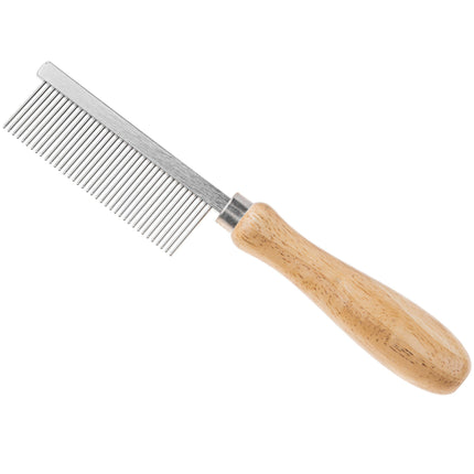 Miranda Metal Comb with Wooden Handle, Spacing.