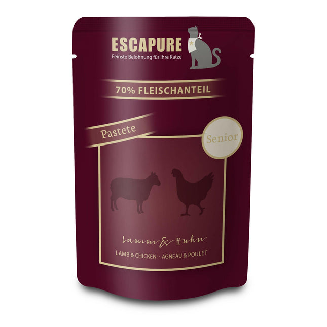 Escapure Senior Pâté Lamb with Chicken - grain-free wet food for senior cats, pâté made from lamb and chicken.