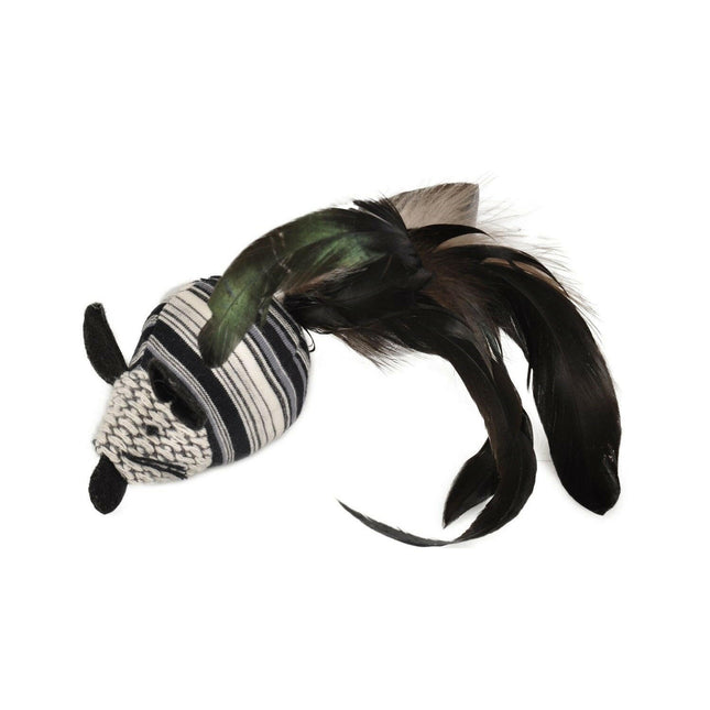 Flamingo Cat Pirin Mouse - stylish mouse for cats with a rattle, feathers, and catnip.