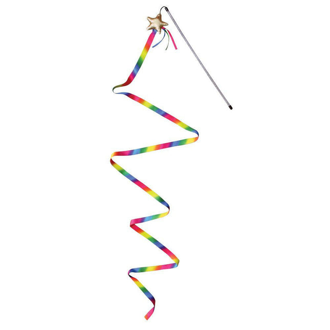 KONG Stellar Teaser - cat wand with a long ribbon and chirping star.