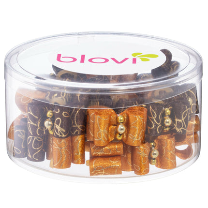 Blovi Bows 25 pcs - elegant bows for dogs in shades of brown and gold, on an elastic band.