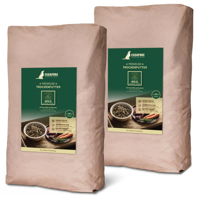 Escapure Premium Wild Adult - high-quality dog food, oven-baked game meat.