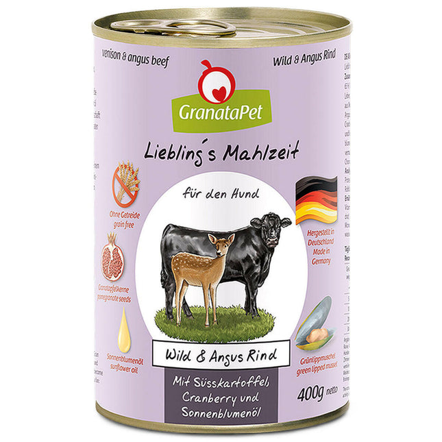 GranataPet Venison & Angus Beef - grain-free wet dog food, venison and beef.
