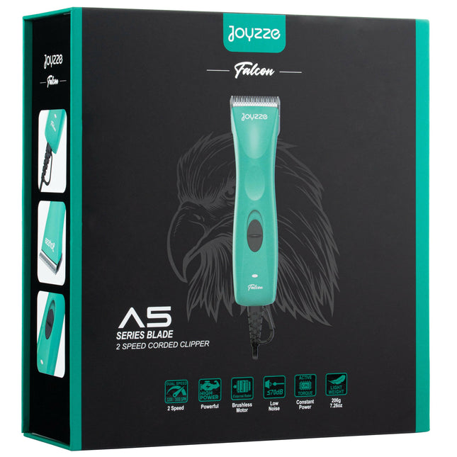Joyzze Falcon Corded Clipper - ultra-lightweight and quiet corded clipper with a running blade, turquoise.