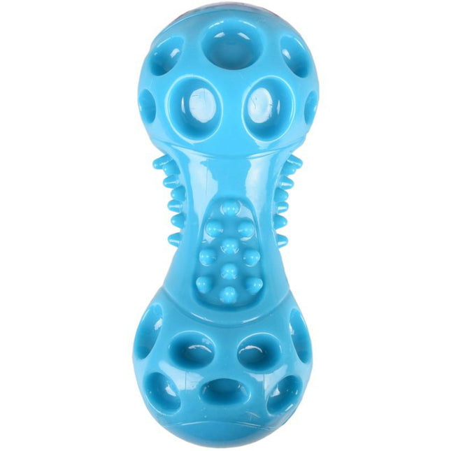 Flamingo Squeak Dumbbell - dog toy, chew toy with protrusions and squeaker.