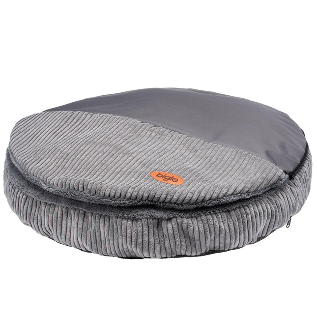 Biglo Cleo Grey - corduroy dog bed with cover.