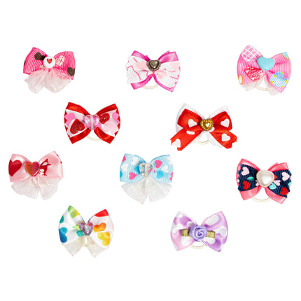Groom Professional Love Heart Bows Pack of 100 - cute heart-patterned bows for dogs.