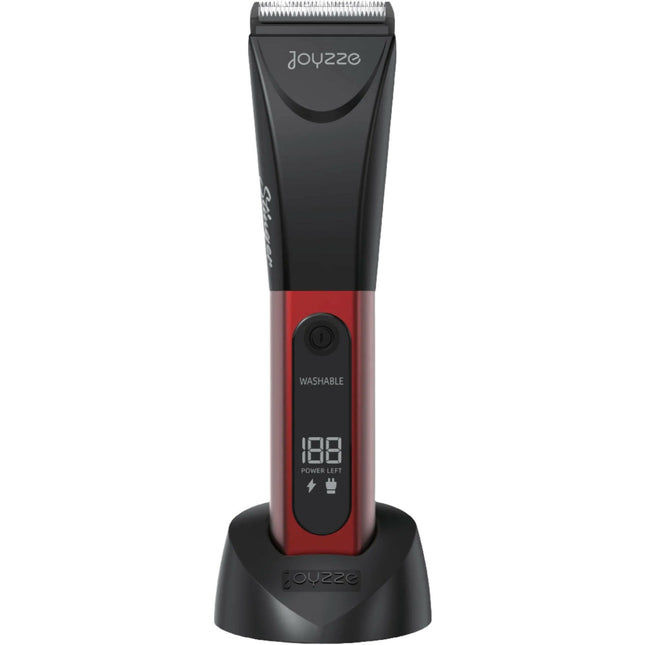 Joyzze Red Stinger 5-in-1 Clipper - wireless grooming clipper with adjustable blade and LCD display.
