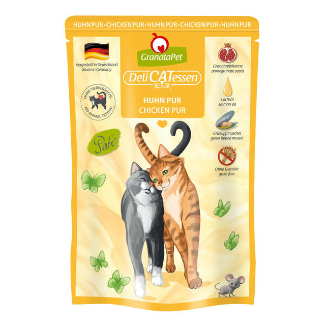 GranataPet DeliCatessen Chicken Pur - grain-free wet food with chicken, pouches for cats.