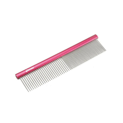 Medium Metal Comb - comb with an aluminum handle and a mixed tooth spacing of 50/50.
