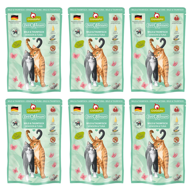 GranataPet DeliCatessen Venison & Tuna - grain-free wet food with game meat and tuna, pouches for cats.