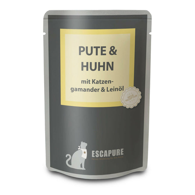 Escapure Duck and Chicken with Flaxseed Oil - Wet Food for Cats, Turkey with Chicken and Flaxseed Oil.