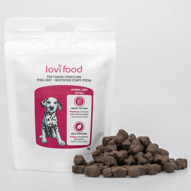 Lovi Food Oral Hygiene - Treats for Dogs and Cats, with Activated Charcoal and Peppermint.