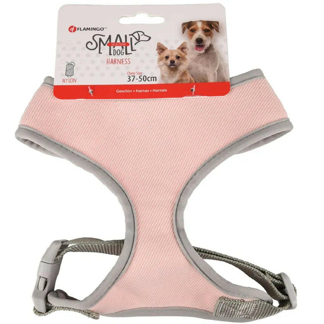 Flamingo Small Dog Harness - non-restrictive harness for small dogs, with air-mesh fabric.