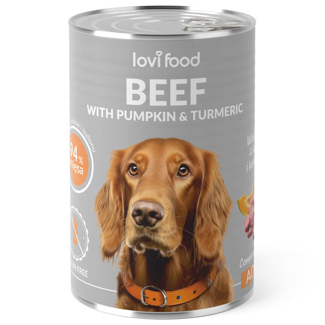 Lovi Food Beef with Pumpkin - wet dog food with beef, pumpkin, and turmeric - 24x.
