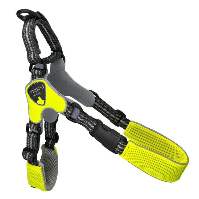 Coralpina Fiames Fluo Harness - lightweight adjustable harness for medium and large dogs, neon yellow.