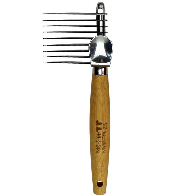 Bamboo Groom Dematting Rake - bamboo rake for large dogs.