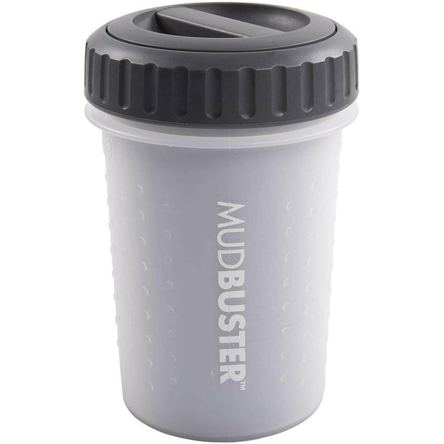 Dexas Lidded Mudbuster - Sealable Silicone Paw Cleaner for Dogs & Cats - Grey.