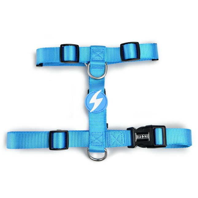 Dashi Solid Back Harness Sky Blue - adjustable guard harness for dogs, light blue.