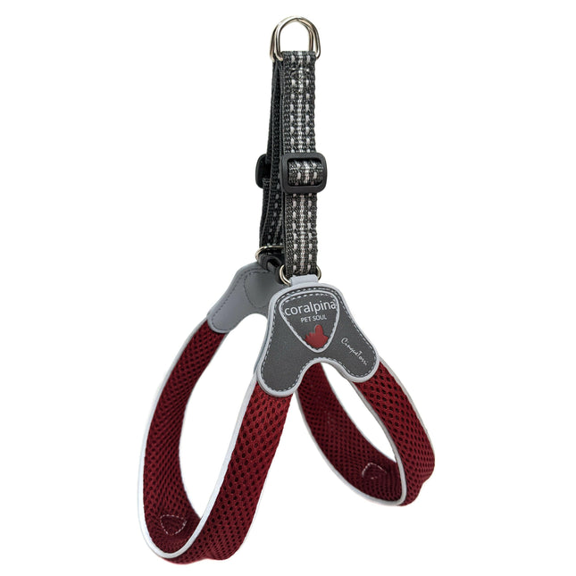 Coralpina Cinquetorri Harness Wine - lightweight mesh harness for small and medium dogs, cherry red.