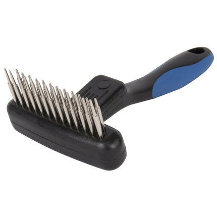 Show Tech Double Row Twist & Cling Rake - double-row rake for dogs, pneumatic and rotating pins.