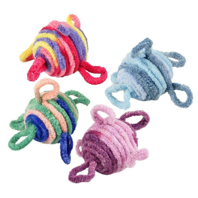Flamingo Cat Woolen Balls 2pcs - cat balls with microfiber loops, rattling.