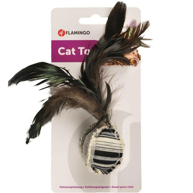 Flamingo Cat Pirin Ball - stylish ball for cats with feathers and catnip.