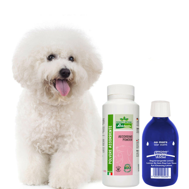 Baldecchi Absorbing Powder 90g + Show Tech No More Tear Stains - set for reducing tear stains and discoloration on fur.