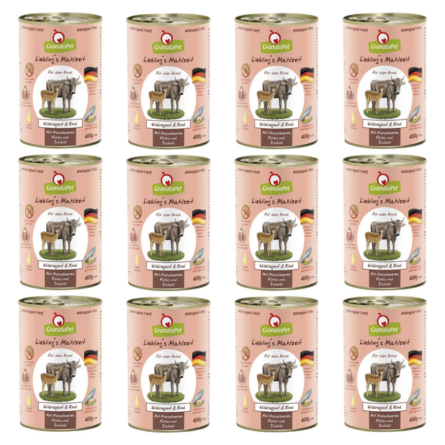 GranataPet Venison Ragout & Beef - grain-free wet food for dogs, venison and beef.