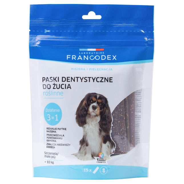 Francodex Dental Chews 15pcs - dental treats for puppies and small dogs, removing tartar and bad breath..