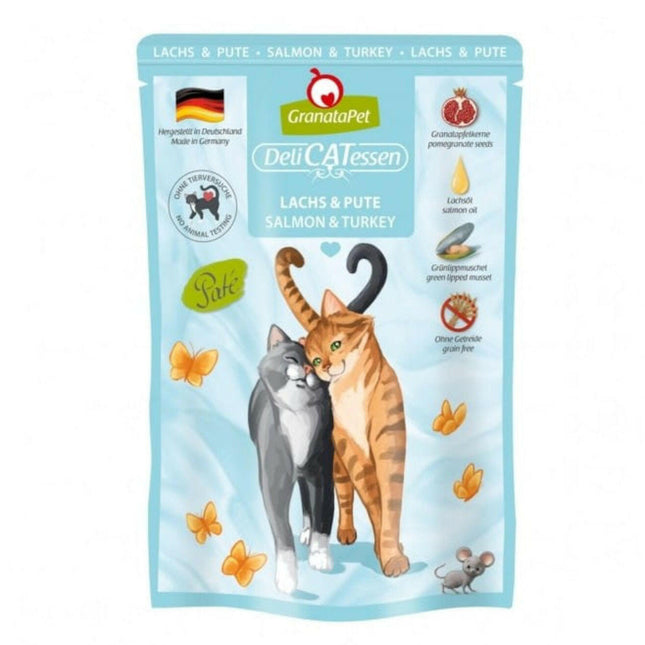 GranataPet DeliCatessen & Turkey - grain-free wet food with salmon and turkey, pouches for cats.