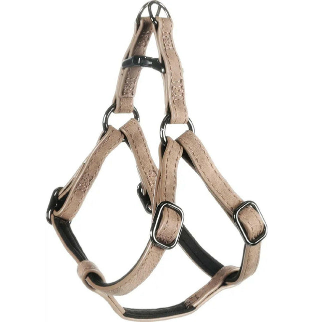 Flamingo Harness Step&Go Deluxe Taupe - step-in harness for dogs, made of eco-leather, with neoprene lining.