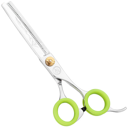 P&W Alfa Omega Thinning - single-sided thinning shears with a short, ergonomic handle, 45 teeth.