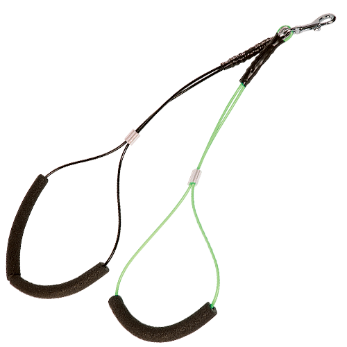 Chadog double steel leash in nylon braid, 53cm/46cm, diameter.