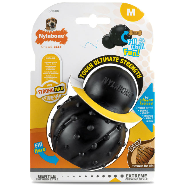 Nylabone Strong Max Cone Chew Beef - durable rubber treat toy for dogs, with a beef flavor.