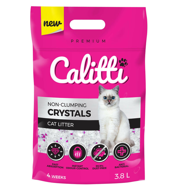 Calitti Crystals Cat Litter - super absorbent, antibacterial, silicone cat litter, unscented.