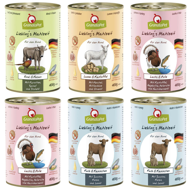 GranataPet Dog Food Set - Grain-Free Wet Dog Food, Mix of 4 Flavors.
