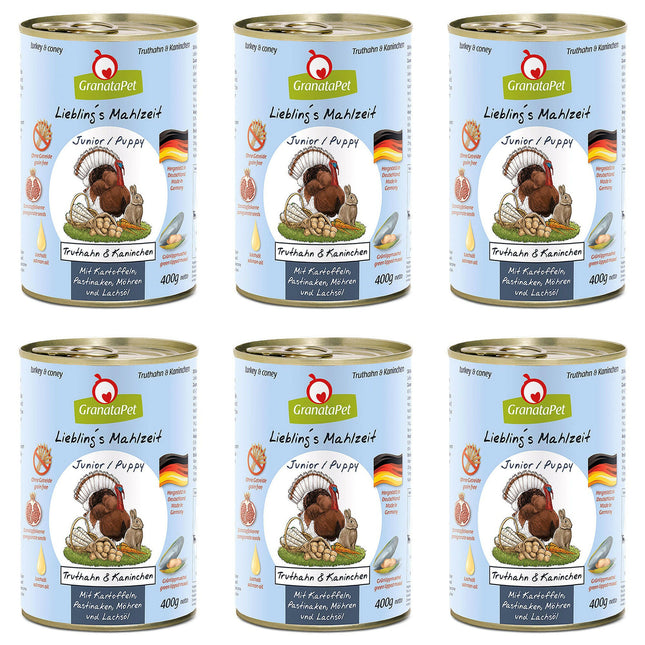 GranataPet Turkey & Rabbit Junior - grain-free wet food for puppies, turkey and rabbit.